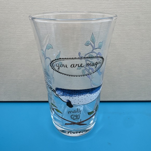 Anthropologie Molly Hatch Juice Glass Collectible Narwhal You Are Magic Drinking - Picture 1 of 8